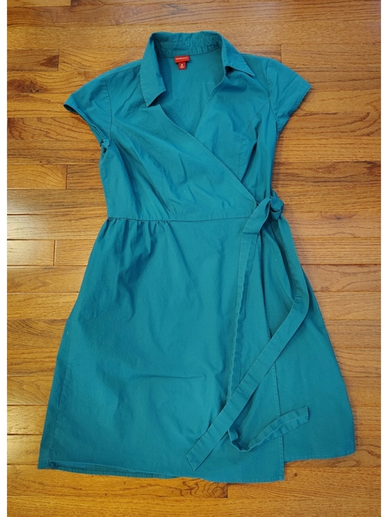 Merona Dresses & Skirts - Merona Teal Wrap Dress with Collar